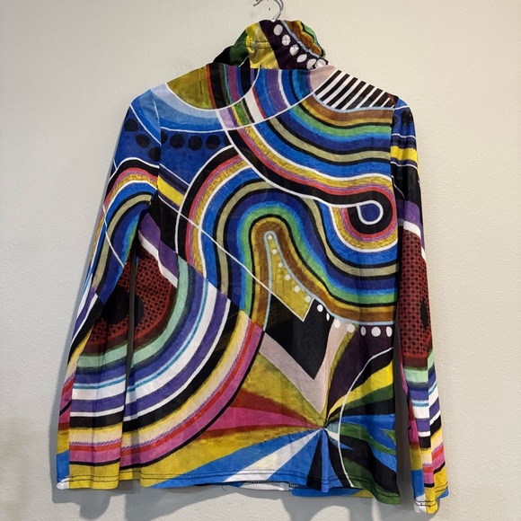 Damee Blouse Mesh Full Zip Artsy Funky s - Picture 2 of 5